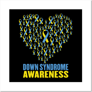 Down syndrome awareness design with ribbon heart Posters and Art